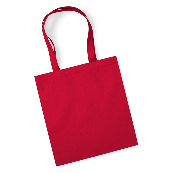 Organic Premium Cotton Bag W261 Westford Mill in Classic Red – 200 g/m² Bio-Baumwolle, 38x42 cm, lange Henkel 67 cm, Siebdruck & DTF Made in Germany, bedrucken