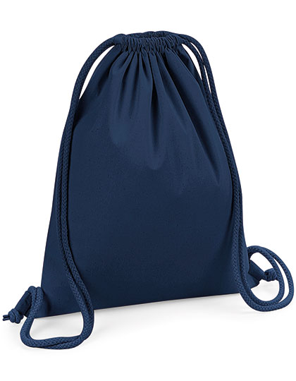Organic Premium Cotton Gymsack W260 Westford Mill in Navy Blue – 200 g/m² Bio-Baumwolle, 37x46 cm, Kordelzugverschluss, Control Union zertifiziert, bedrucken