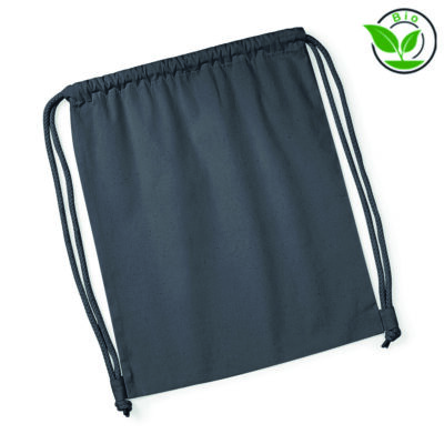 Organic Premium Cotton Gymsack W260 Westford Mill in Graphite Grey – 200 g/m² Bio-Baumwolle, 37x46 cm, Kordelzugverschluss, Control Union zertifiziert, bedrucken
