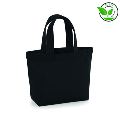 Organic Marina Mini Bag W845 Westford Mill in Schwarz – 340 g/m² Bio-Baumwoll-Canvas, 26x21x10 cm, kurze Henkel 34 cm, Control Union zertifiziert, bedrucken