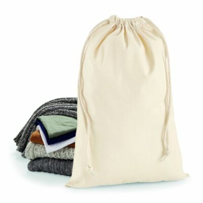 Zuziehbeutel Baumwollbeutel Premium Cotton in natur in 5 Größen aus hochwertiger Baumwolle 200 g/m² nachhaltiger wiederverwendbarer Stoffbeutel zum Bedrucken bei taschenprint.