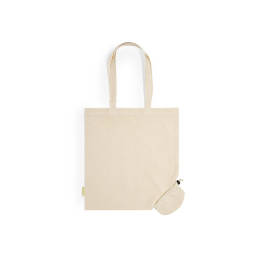 Faltbare Bio-Baumwolltasche Nepax in Natur – Flachbild, 120 g/m² Bio-Baumwolle, 38x44 cm, lange Henkel 70 cm, Kreuznähte, bedrucken