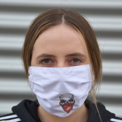 Mund- und Nasen-Maske weiß waschbar Baumwoll/Polyester Mischgewebe auch zum Besticken geeignet bei taschenprint