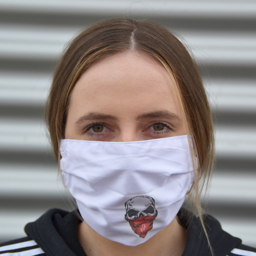 Mund- und Nasen-Maske weiß waschbar Baumwoll/Polyester Mischgewebe auch zum Besticken geeignet bei taschenprint