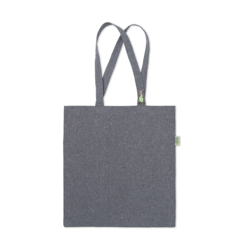 Recycling Baumwolltasche Libelle Premium in schwarz mit gledenem Logo nachhaltige und wiederverwendbare Tasche zum Bedrucken bei taschenprint