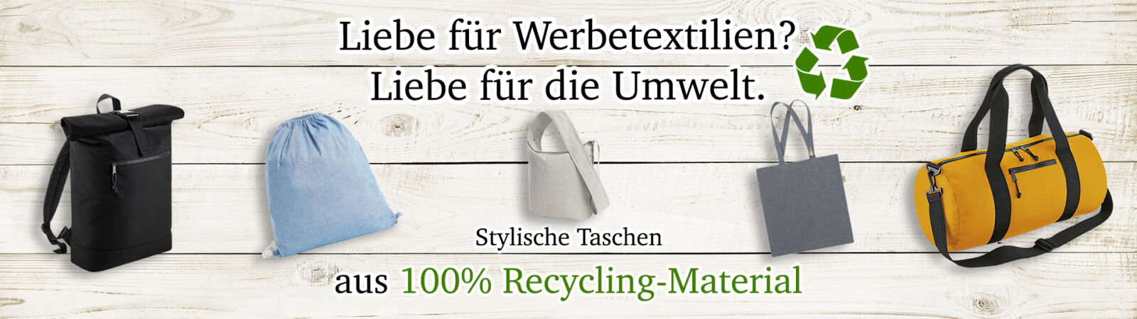 Recycling-Taschen aus PET und Baumwolle bedrucken