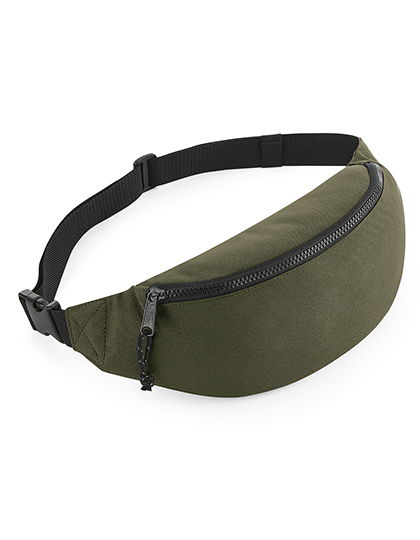Recycled Waistpack Gürteltasche BG282 bedrucken – Rückansicht mit Reflektoren in Military Green