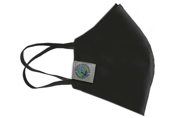 Hygienemaske Gesichtsmaske Fairtrade in der Farbe Schwarz bedruckt bei taschenprint