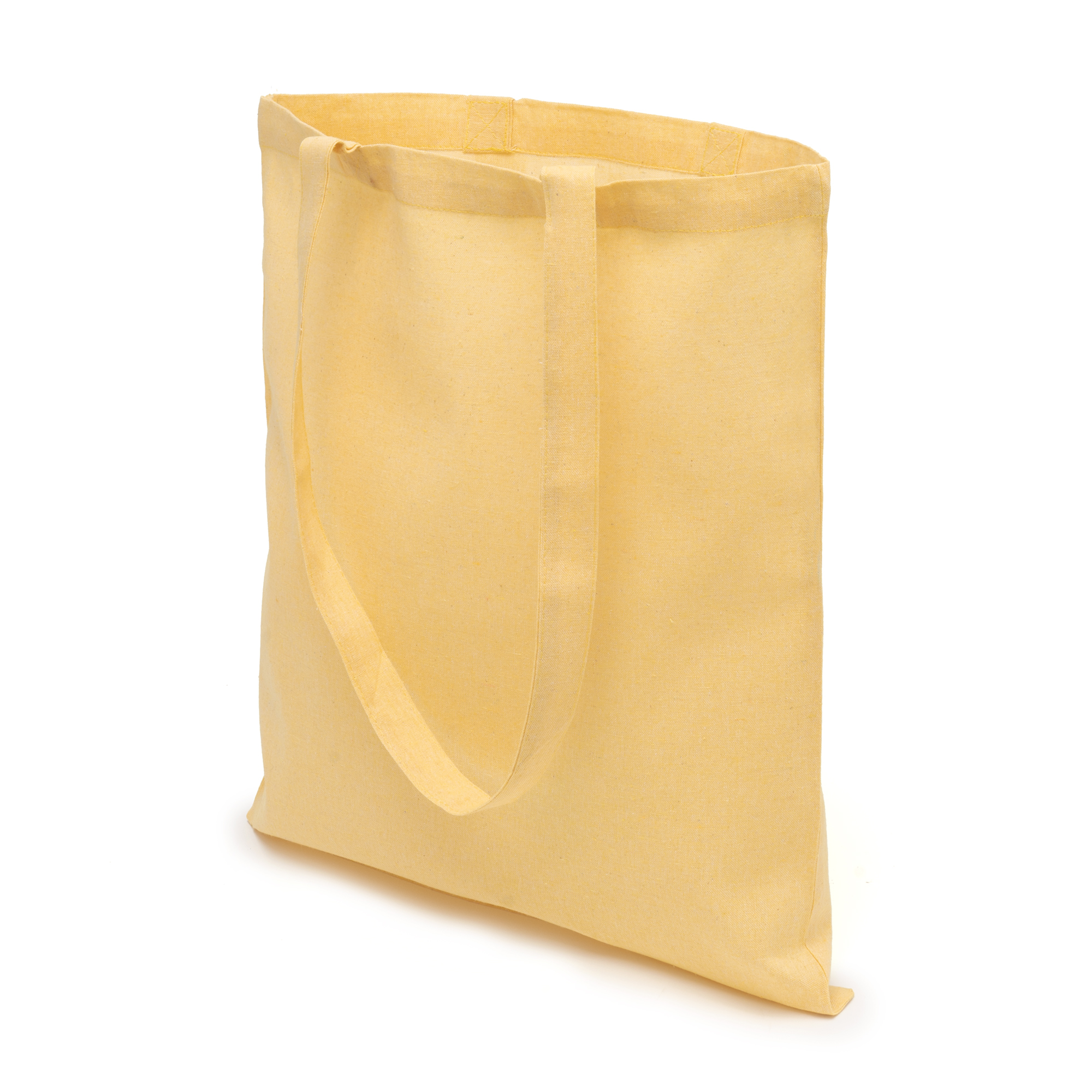 Recycling Baumwolltasche Saola bag4future in Gelb – 140 g/m², 38x42 cm, lange Henkel, leicht meliert, GRS-zertifiziert, jetzt bedrucken