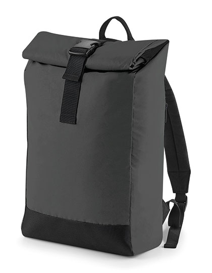 Rucksack Reflective Roll-Top BG138 bedrucken – Frontansicht in Schwarz
