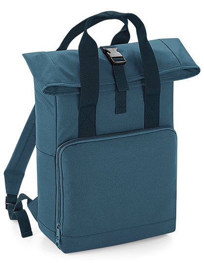 Twin Handle Roll-Top Backpack bedrucken – Frontansicht in Airforce Blue