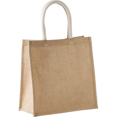 Jutetasche Shopper groß Cabas in der Farbe natur mit runden gesteppten Baumwollhenkeln KI0274 von Kimood