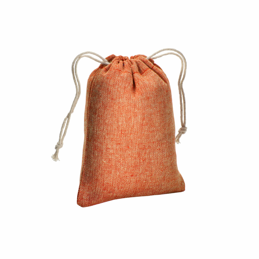 Recycelter Zuziehbeutel Orange Kordelzug Baumwolle Natur Kordel