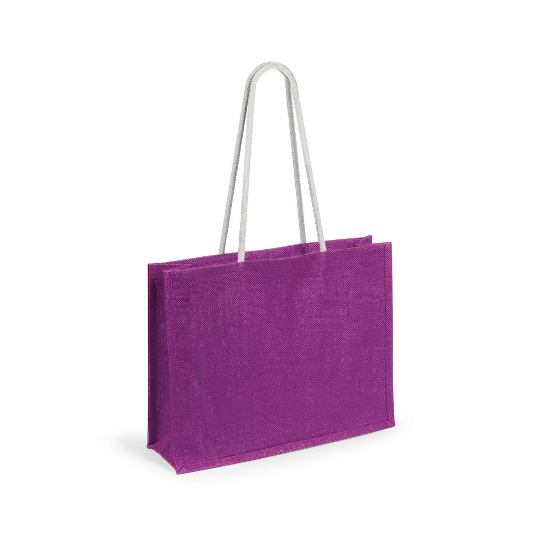 Jutetasche Trendfarben großer Shopper in Fuchsie mit weißen Kordelhenkeln zum Bedrucken als Werbemittel