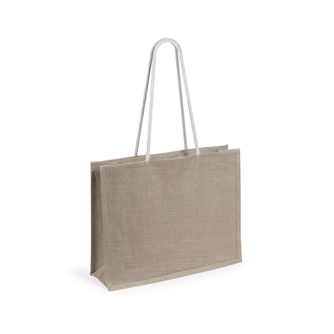 Jutetasche Trendfarben großer Shopper in Natur mit weißen Kordelhenkeln zum Bedrucken als Werbemittel