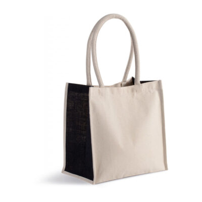 Baumwoll-Jute Shopper Kimood natur-schwarz bei taschenprint