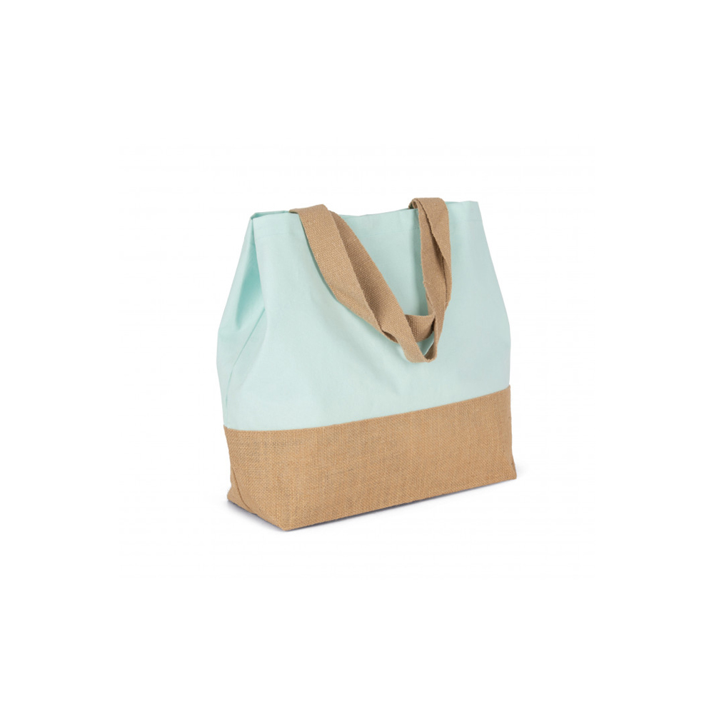 elegante baumwoll jute shoppingtasche teils laminiert mit innentasche conscious collection mint