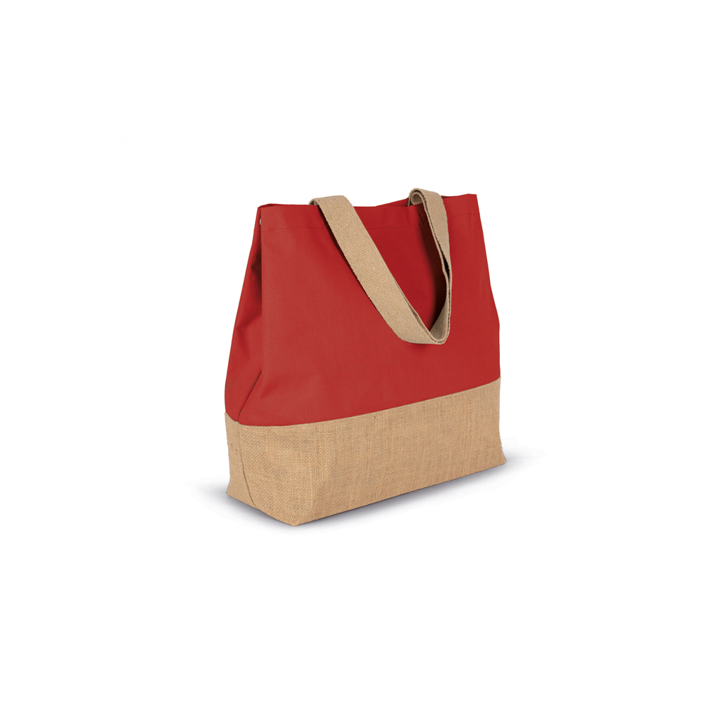 elegante baumwoll jute shoppingtasche teils laminiert mit innentasche conscious collection rot