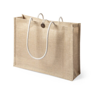 Jutetasche Triex laminierter Juteshopper mit langen Baumwollkordeln und elegantem Knopfverchluss