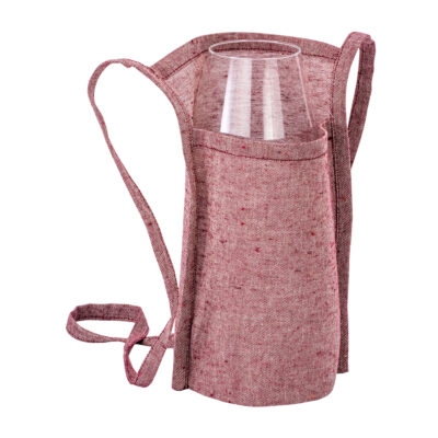 Weinglashalter Soave Recycling Baumwolle in Rot – 150 g/m², 18x22x10 cm, 90 cm Umhängehenkel, meliert, jetzt bedrucken