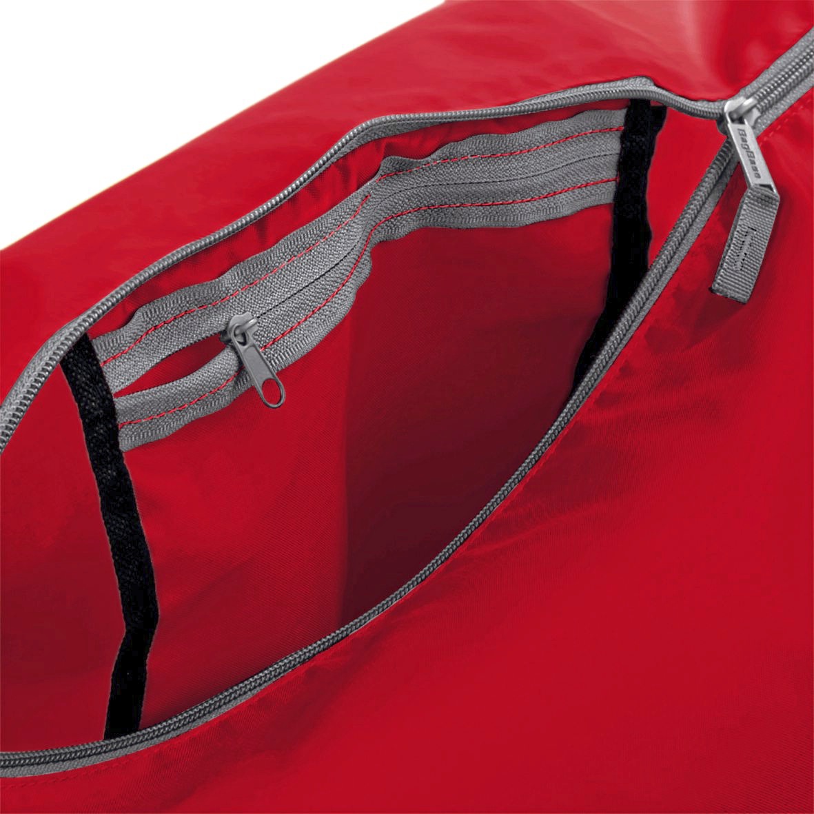 BG150 Packaway Barrel Bag bedrucken – Detailansicht Innentasche in Rot