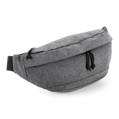 Hüfttasche meliert Cross Body in hellgrau mit schwarzen Details als Werbeartikel bei taschenprint.de