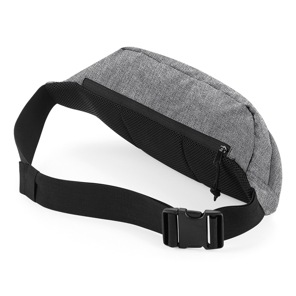 Hüfttasche meliert Cross Body in hellgrau mit schwarzen Details als Werbeartikel bei taschenprint.de