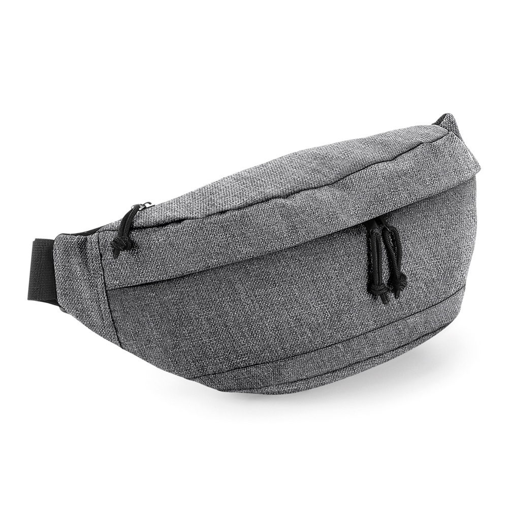 Hüfttasche meliert Cross Body in hellgrau mit schwarzen Details als Werbeartikel bei taschenprint.de