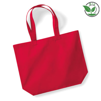 Bio-Baumwolltasche W265 Premium Shopper Westford Mill in Rot – 200 g/m² Bio-Baumwolle, 35x39x13,5 cm, Boden- und Seitenfalte, lange Henkel, bedrucken