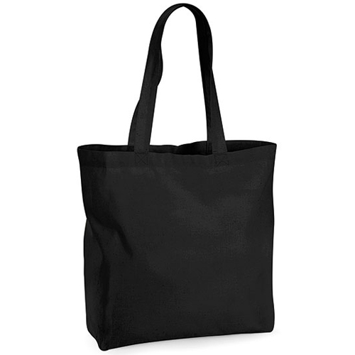 Bio-Baumwolltasche W265 Premium Shopper Westford Mill in Schwarz – 200 g/m² Bio-Baumwolle, 35x39x13,5 cm, Boden- und Seitenfalte, lange Henkel, bedrucken