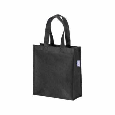 Recycled Polyester Mini Shopper Leini RPET nachhaltig schwarz mit Boden- und Seitenfalte