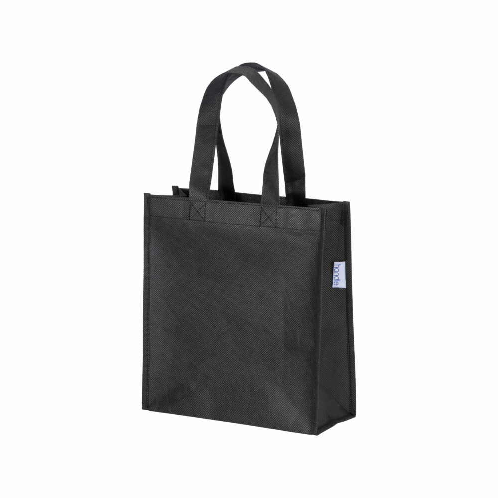Recycled Polyester Mini Shopper Leini RPET nachhaltig schwarz mit Boden- und Seitenfalte