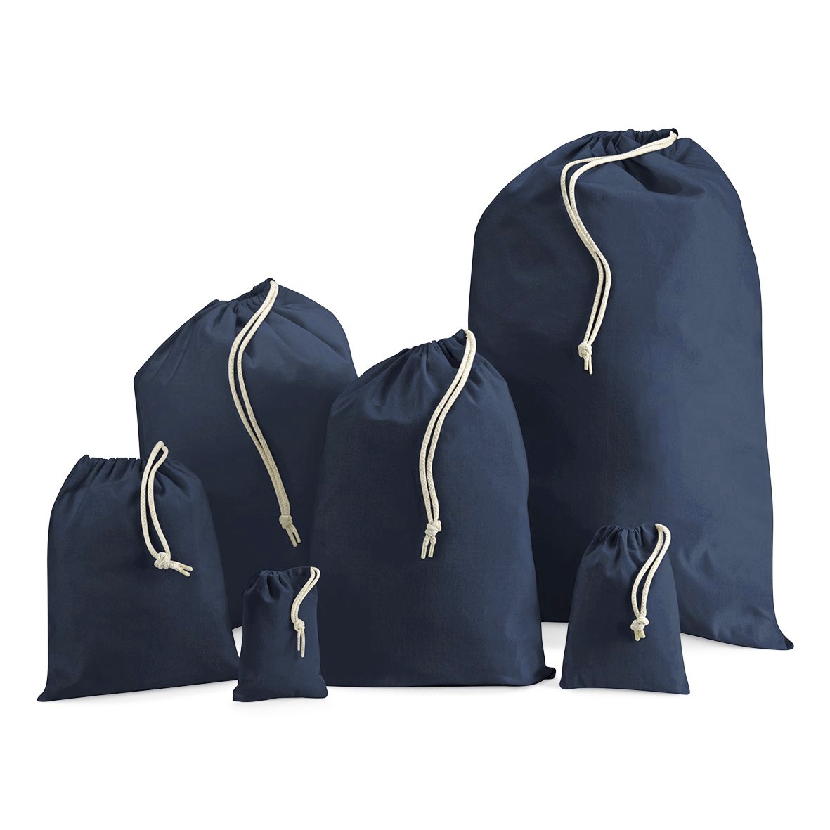 Zuziehbeutel Cotton Stuff Bag von Westford Mill Säckchen aus Baumwolle in dunkelblau