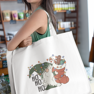 Hohoho schöne Weihnachten Weihnachtstasche in natur große Geschenktasche