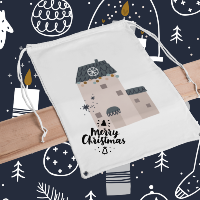 Weihnachtsbeutel Merry Christmas Hygge Weihnachten Geschenkbeutel naturfarben mit Kordel