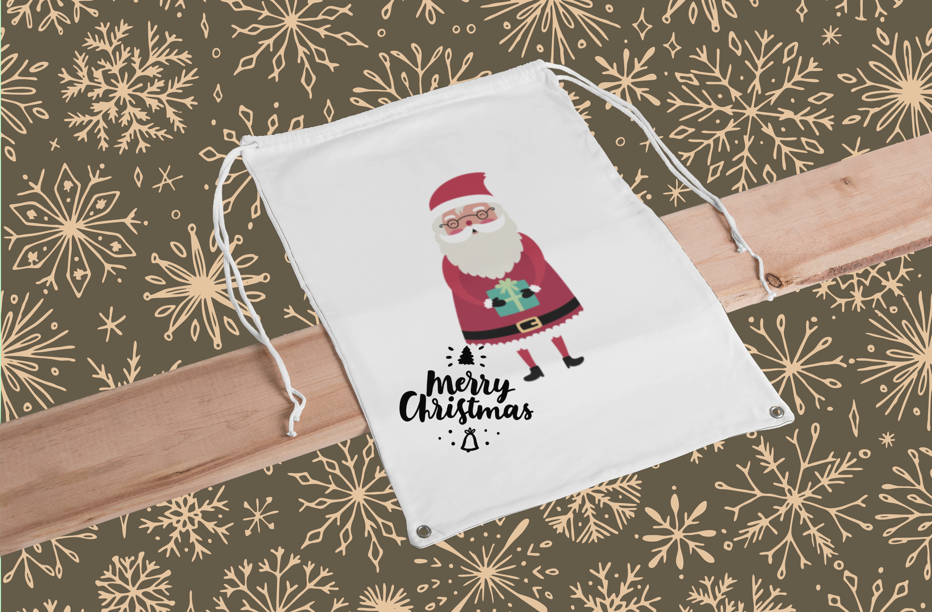 3 Weihnachtsbeutel Aus Leinen Mit Weihnachtsmann-Gesicht – 50x40 Cm, Nachhaltig, Für Geschenke & Deko