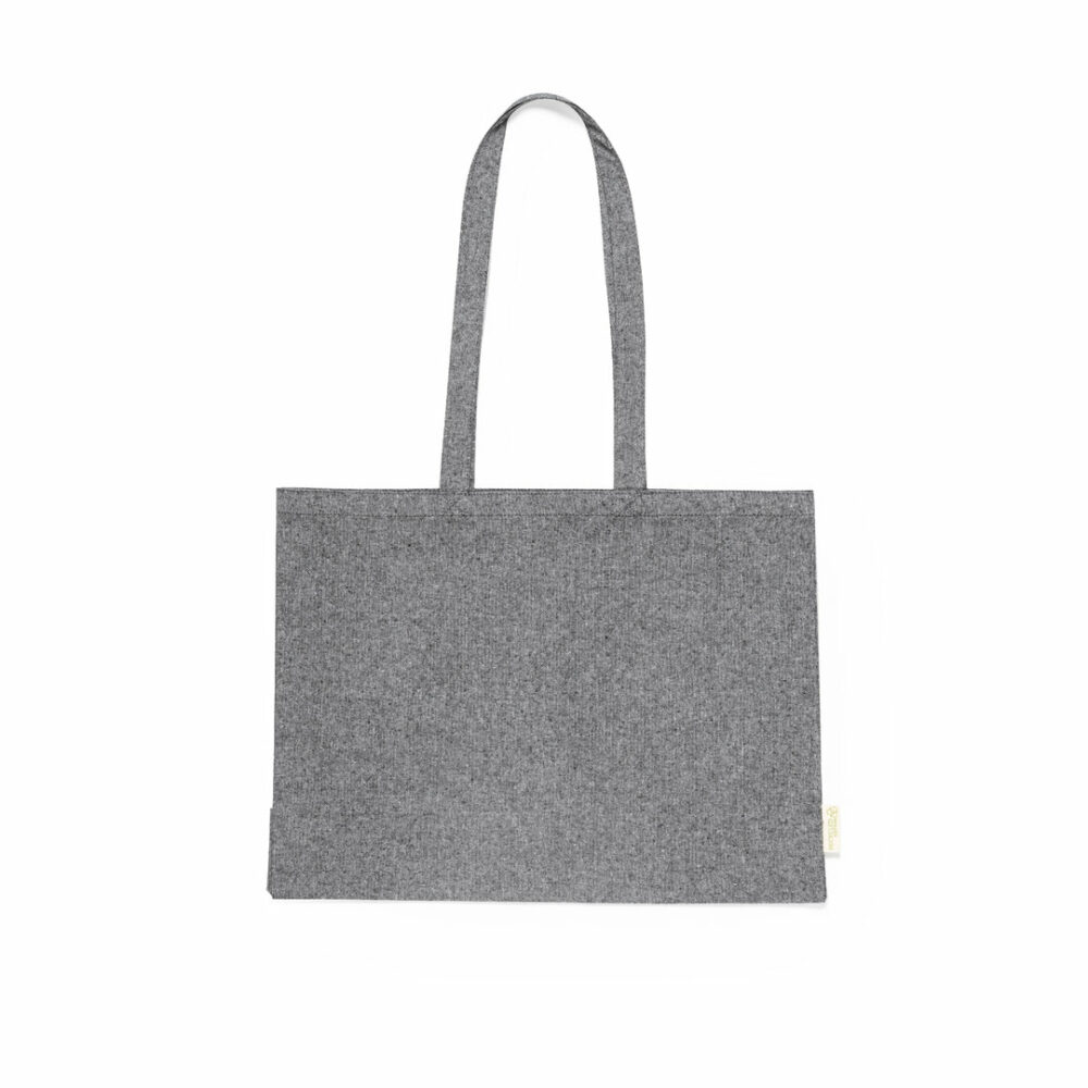 Shoppingtasche Framos recycelte Baumwolle in Schwarz – 240 g/m², 45x35x14 cm, GRS-zertifiziert, lange verstärkte Henkel, bedruckbar