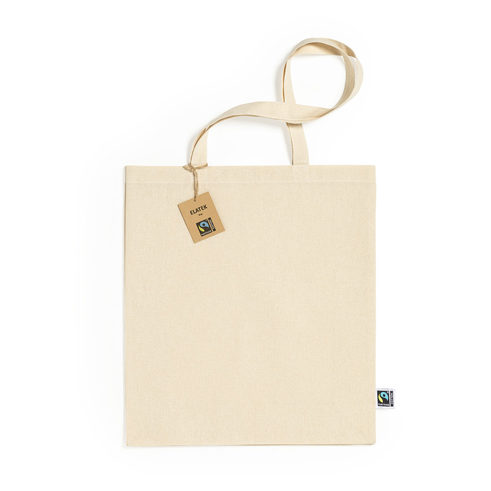 Premium Fairtrade Baumwollshopper Elatek natur mit Boden- und Seitenfalte Baumwolle 190 g/m2