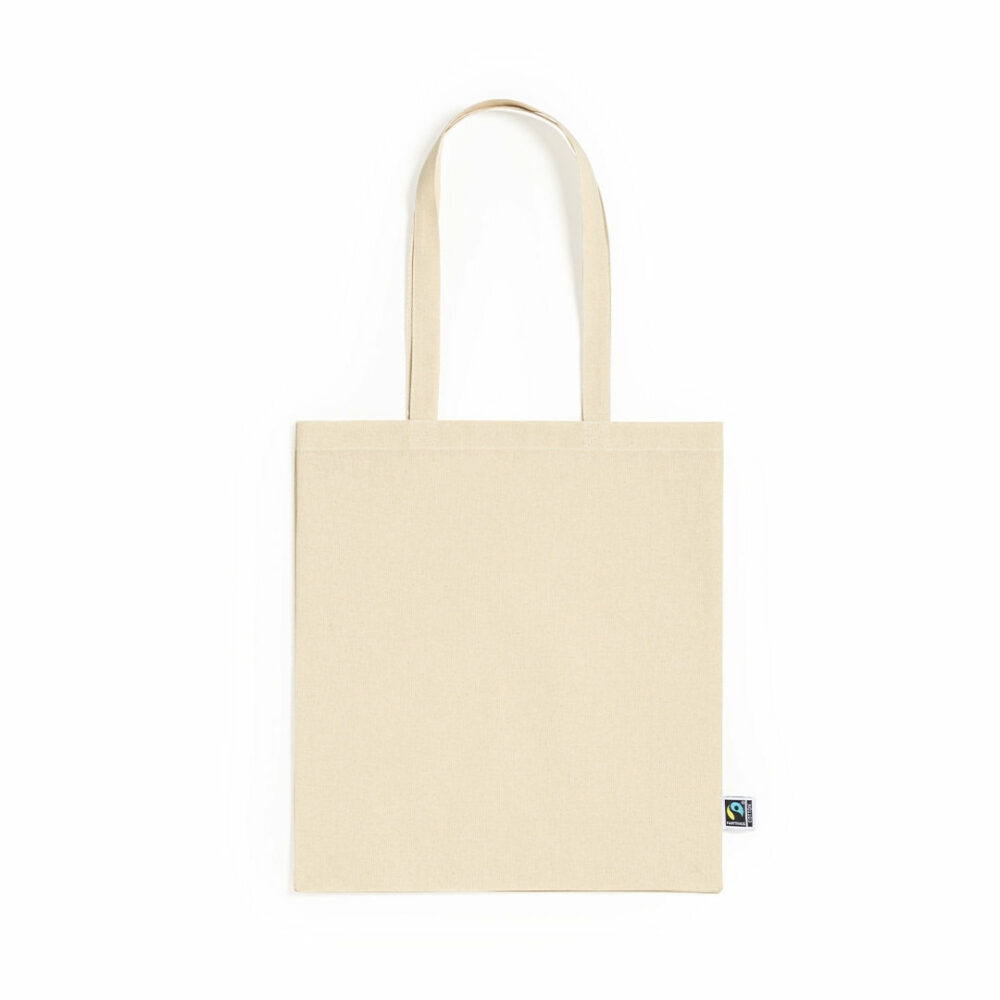Premium Fairtrade Baumwollshopper Elatek natur mit Boden- und Seitenfalte Baumwolle 190 g/m2