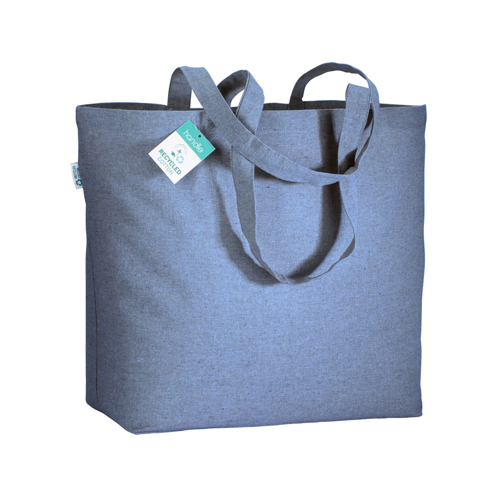 Einkaufstasche Biene Recycling Baumwolle in Royal – 190 g/m², 50x36x13 cm, lange Henkel, Bodenfalte, jetzt bedrucken