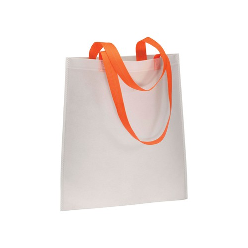 Günstige Vliestasche Trento Nonwoven mit orangenen langen geschweissten Henkeln bedrucken bei taschenprint