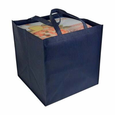 Pizza-Tasche Cori Nonwoven PP-Vlies in Blau – 80 g/m², 36x37x36 cm, verstärkte Henkel 50 cm, Kreuznähte, bedrucken