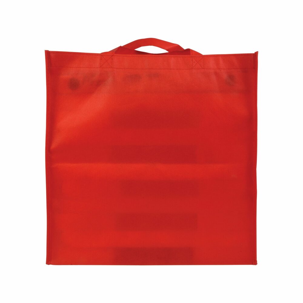 Pizza-Tasche Cori Nonwoven PP-Vlies in Rot – 80 g/m², 36x37x36 cm, verstärkte Henkel 50 cm, Kreuznähte, bedruckbar