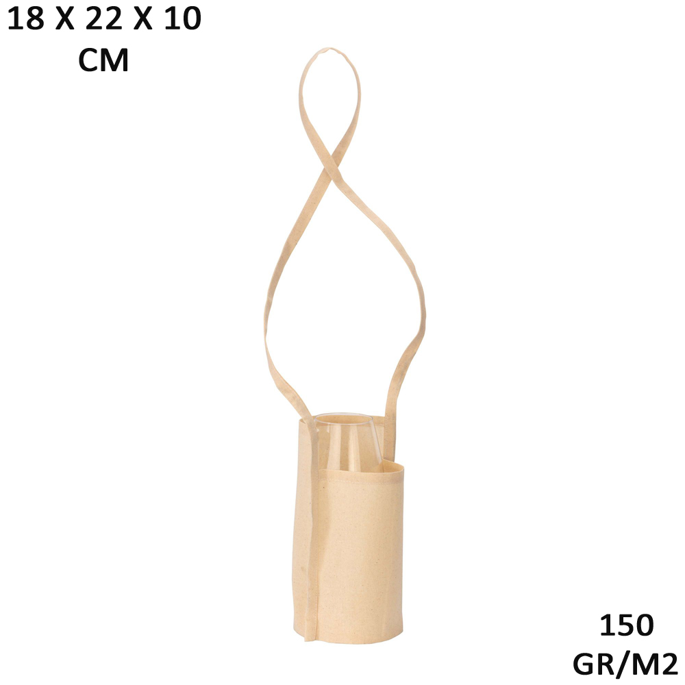 Weinglashalter Bio-Weinglashalter Barolo Bio-Baumwolle in Natur – Detailansicht Verarbeitung und Henkelansatz, 150 g/m² Bio-Baumwolle, Kreuznähte, bedruckbar