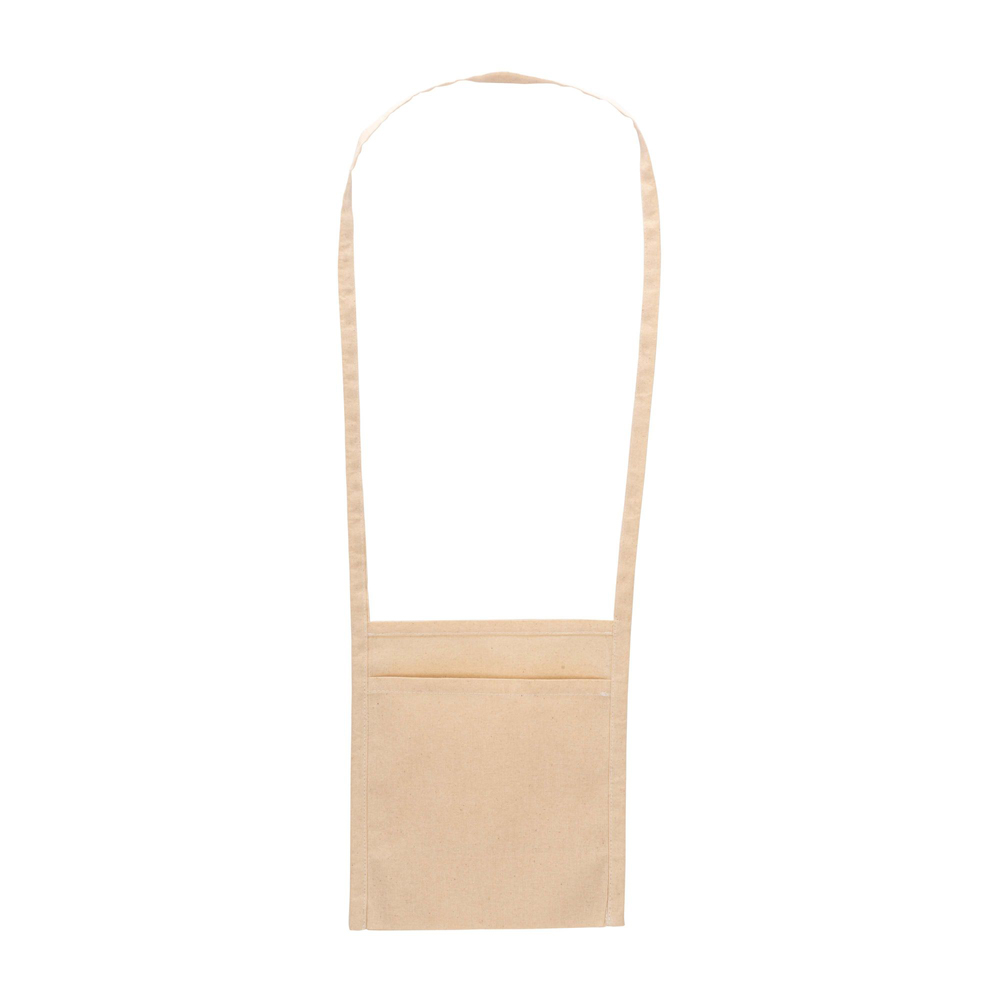 Weinglashalter Bio-Weinglashalter Barolo Bio-Baumwolle in Natur – Frontansicht, 150 g/m² Bio-Baumwolle, 18x22x10 cm, 90 cm Umhängehenkel, nachhaltig bedrucken