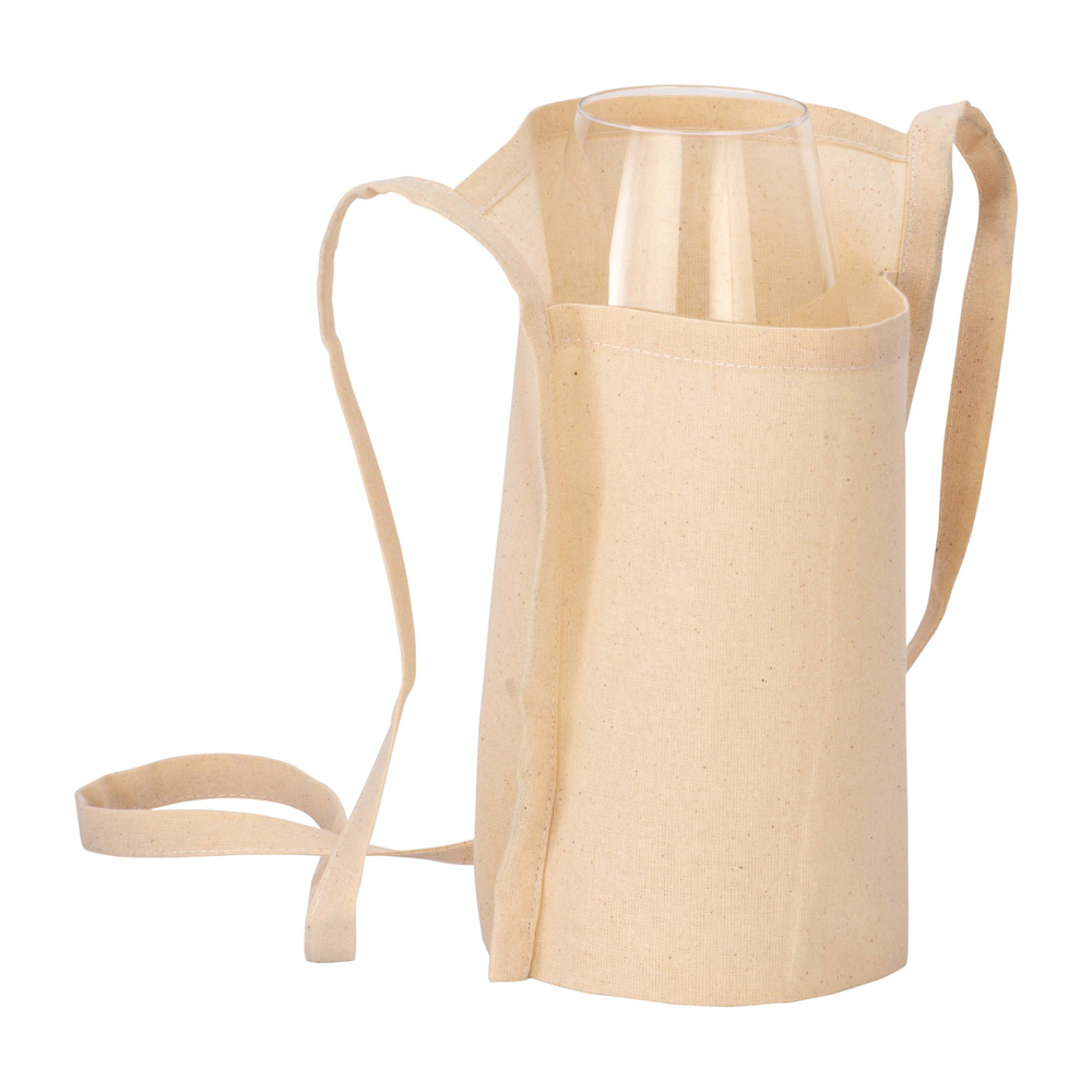 Weinglashalter Barolo Bio-Baumwolle in Natur – Nahaufnahme Druckfläche 8x8 cm, 150 g/m² Bio-Baumwolle, 18x22x10 cm, Siebdruck Made in Germany
