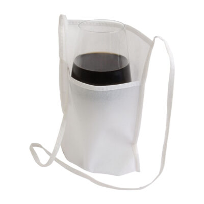 Weinglashalter Chianti Non-Woven PP-Vlies in Weiß – 80 g/m², 18x22x10 cm, 90 cm Umhängehenkel, bedruckbar