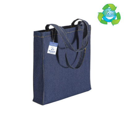Recycled Denim Shopper Wels Tragetasche mit langen Henkeln bedrucken taschenprint