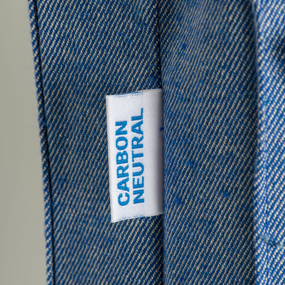 Recycling Shopper Triel CO2 neutral Baumwolle Aussenlabel mit Aufschrift Carbon neutral