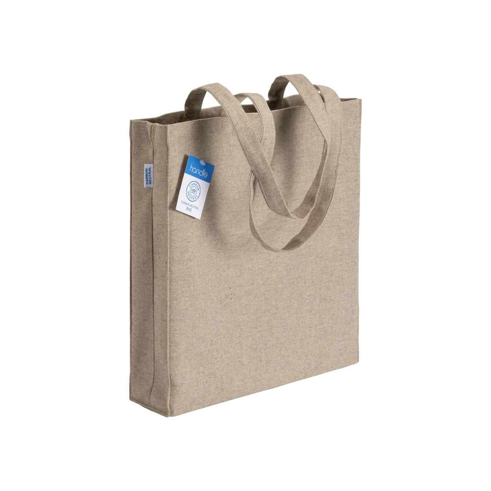 Recycling Shopper Triel CO2 neutral Baumwolle schwere Qualität lange Henkel Farbe natur